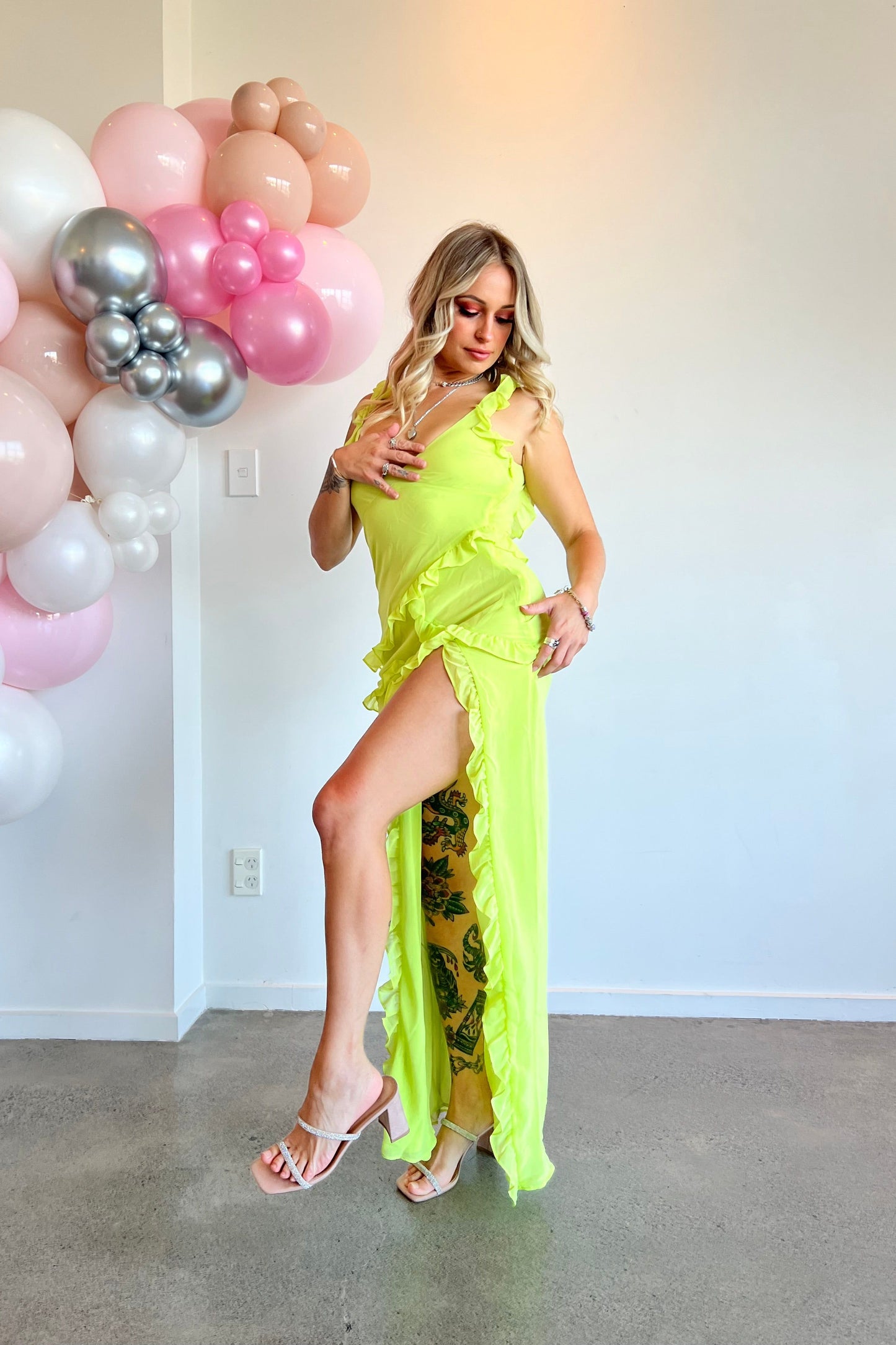 Pixie Ruffle Maxi - Lime