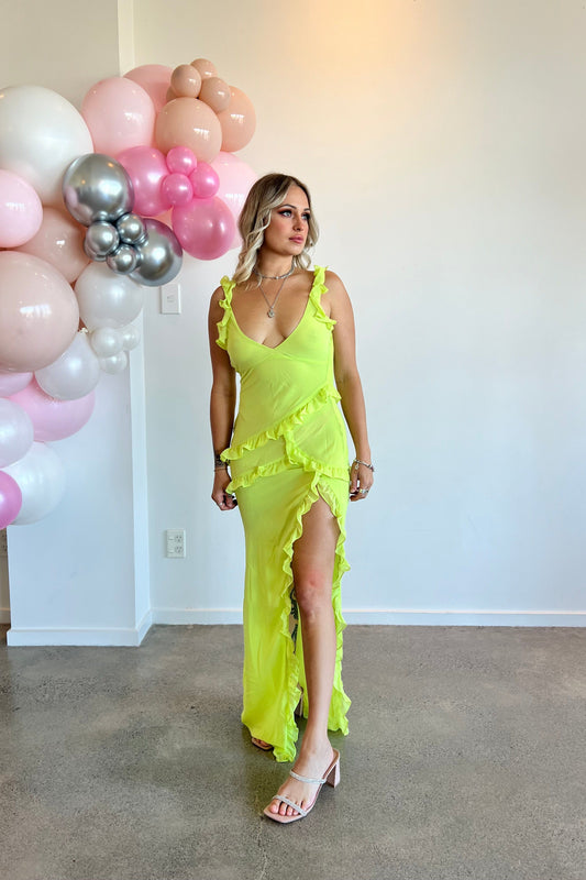 Pixie Ruffle Maxi - Lime