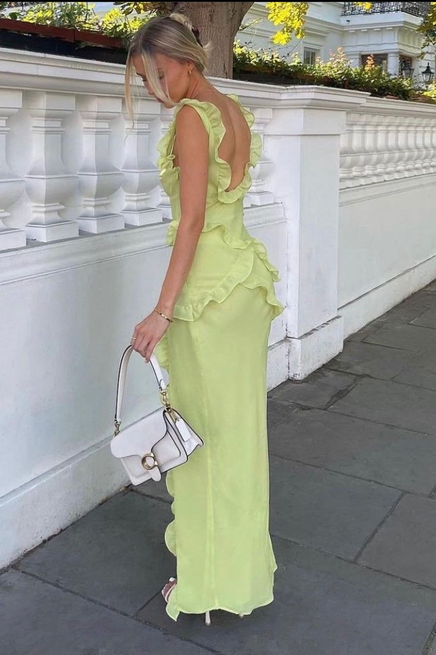 Pixie Ruffle Maxi - Lime